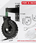 Heavy Duty 6 Inch Fence Gate Wheel For Metal Tube Gates 360 Degree Rotation Spring Loaded With Screws and Driver All Black