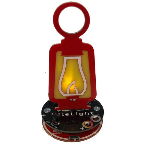 DIY Soldering NiteLight Lantern Maker Kit For Students And Adults with LED light glowing on PCB base