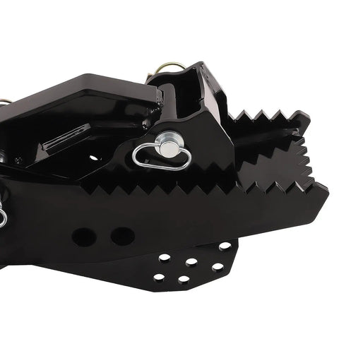 Close-up of Universal Backhoe Thumb Attachment For 3.25 Inch Boom Width with black powder-coated steel and bolt-on design.