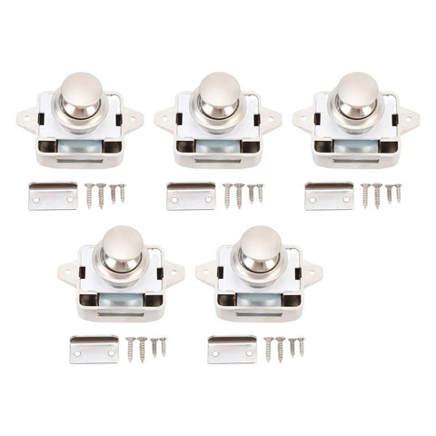 Push Button Cabinet Latch For RVs And Yachts, Zinc Alloy Cupboard Door Lock With Screws And Spare Cap, Pearl Nickel Finish