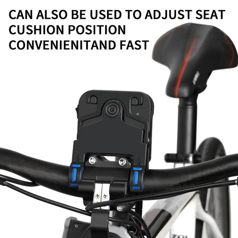 Dead Center Bike Laser Calibrator Rechargeable Wheel Handlebar Alignment Tool With Bang On Half Millimeter Precision Waterproof Build view showing seat adjustment feature on bike.