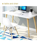 White desk with computer and solid wood furniture legs set for beds desks chairs and sofas eco friendly natural wood feet with built in floor protection mat