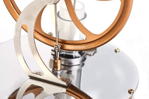 Close-up of Low Temperature Stirling Engine Model Kit For Hands On Mechanical Skills And STEM Education Educational Toy Demonstrator