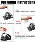 Operating instructions for Rugged All Metal Manual PVC Card Die Cutter for desktop card cutting with steel blade and round corner.