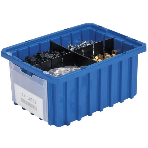 Built Like A Tank Plastic Storage Bins Slotted Dividable Stackable Grid Containers Modular Parts Sorters 20 Pack Case with assorted fasteners.