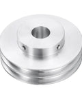 Heavy Duty Aluminum Double Groove V Belt Pulley, 17mm Bore, 80mm Outer Diameter, 7mm Groove, 45x10mm Step, Ideal For 6mm PU Round Belts, Includes 2 Machine Screws For Motor Shaft And Drilling Machine Setup