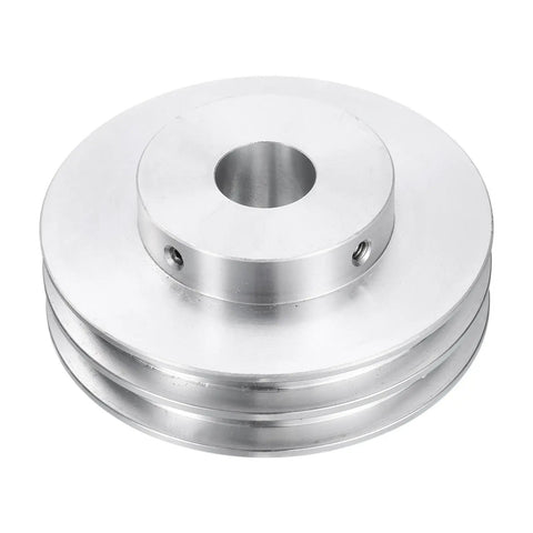 Heavy Duty Aluminum Double Groove V Belt Pulley, 17mm Bore, 80mm Outer Diameter, 7mm Groove, 45x10mm Step, Ideal For 6mm PU Round Belts, Includes 2 Machine Screws For Motor Shaft And Drilling Machine Setup