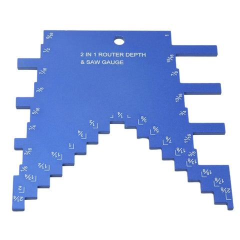 2 In 1 Aluminum Step Depth Gauge For Router And Table Saw Pro Grade Adjustable Cutting Height, blue woodworking tool front view