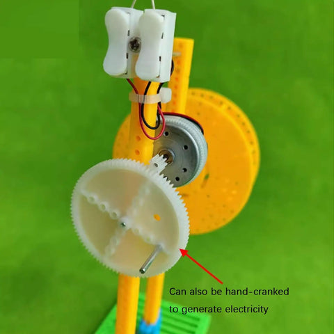 Hands-On Hand Crank Water Turbine Generator For Physics Class And DIY Hydroelectric Kit, plastic gear wheel and motor demo