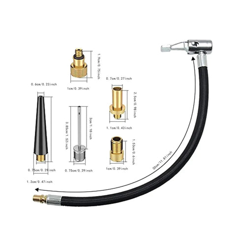 Heavy Duty Rubber And Copper Air Pump Extension Hose Fits Car Bike Tire Valve With Quick Connect Release Guarantees High Pressure Performance Without Deforming So You Can Fix Flat Tires Fast Using Pro Parts Reliable For Every Trip You Take Out, 30cm hose