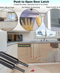 Push To Open Magnetic Cabinet Latches 4 Pack No Knobs Needed Hidden Door Hardware in a kitchen with seamless design.