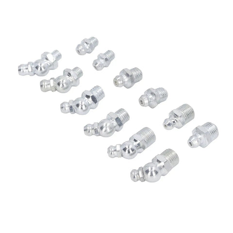 Top Grade Hydraulic Grease Fitting Assortment Kit 130 Pcs 12 Types Rustproof Zerk Fittings For Car And Machinery Maintenance Making Greasing Tasks Fast And Efficient For Mechanics And DIY Guys At Home Or Garage Using Solid Tools That Hold Up Well, assorted steel grease fittings