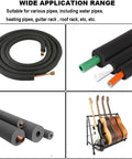 Three Quarter Inch Inner Foam Tubing For Guitar Racks Utensils And Roof Racks Six Feet Long Fire Resistant Self Extinguishing Eco Friendly Non Toxic Insulation Material Durable And Versatile For DIY Projects And Gear Organization showcasing foam tubing applications, including guitar stand and pipe insulation.
