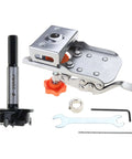 Montesy 35mm hinge boring tool with stainless housing and orange knob, including drill bit, wrench, and hex key.