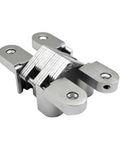 2 Pack 180 Degree Swing Door Hinges, Concealed Invisible Cross Hinges For Cabinets And Furniture, 16x70mm Natural Finish, shown
