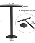 Hand Towel Holder Stand For Bathroom Vanity Countertop Matte Black Finish Free Standing Design Space Saving Movable T Shape Towel Bar Rack