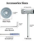 Universal Blade Trimmer Head Adapter Kit For Straight Shaft String Trimmers includes rider plate, allen wrench, and T-wrench.