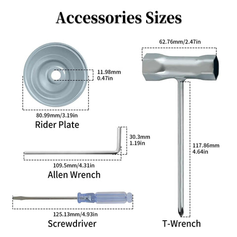 Universal Blade Trimmer Head Adapter Kit For Straight Shaft String Trimmers includes rider plate, allen wrench, and T-wrench.