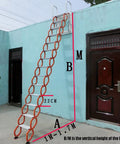 Electric Attic Stairs With Remote Control Wall Mounted Retractable Step Ladder Built Like A Tank with measurement details.