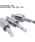 KANASI electric drill socket adapters, 3-piece chrome-plated set with square drive and 360-degree rotating sleeve