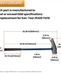 Specifications of 32 Inch Duck-Billed Bead Breaker Hammer Replacement Wedge TG11E Pro Grade with detailed measurements.