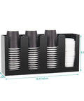 Disposable Coffee Cup Dispenser Organizer With Four Compartments Acrylic Cup Lid Sleeve Holder For Tabletop Or Wall Mount
