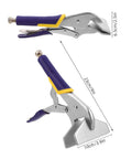 Heavy Duty Hand Seamer Locking Pliers With Textured Handle for metal bending, showing size specifications.