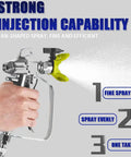 Shop Ready Airless Paint Sprayer With 2500 Watt Motor, showing fine spray nozzle for efficient painting.