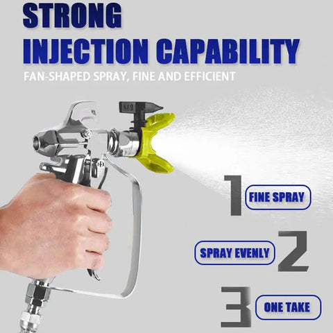 Shop Ready Airless Paint Sprayer With 2500 Watt Motor, showing fine spray nozzle for efficient painting.