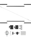 Heavy Duty Steel Adjustable Gate Frame Kit For 60 To 96 Inch Openings with hardware components and accessories displayed.
