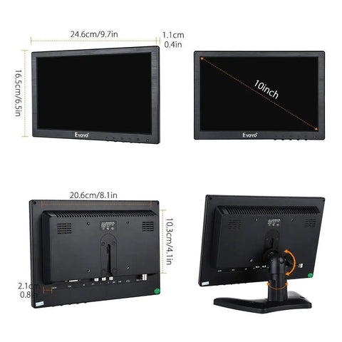 10 Inch IPS LCD Monitor With 1280x800 Resolution For PC TV Security Display HDMI VGA BNC AV Inputs Wide 178 Degree View
