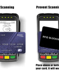 Demonstration of contactless payment with and without 5 Pack RFID Blocking Card Shields for wallets and passports.