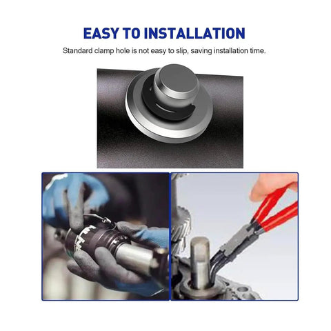Premium 300 Pcs 65Mn Steel High Elastic Retaining Rings Set Black Oxide Anti Rust, shown in installation with tools.