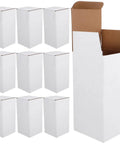 10 Pack Corrugated Cardboard Moving Boxes Mailers For Shipping And Packing 7x4x4 Inch, open and closed views of boxes