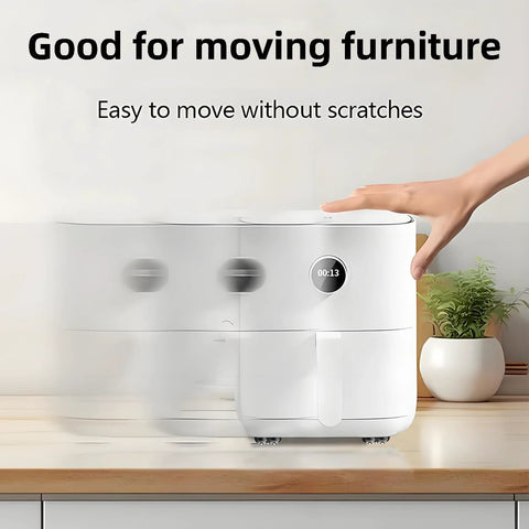 White appliance on countertop with 8 Pack Self Adhesive Appliance Sliders With 360 Degree Swivel Mini Caster Wheels in motion