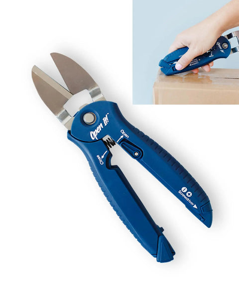 4-In-1 Box Cutter And Package Opener Tool With Heavy Duty Scissors Retractable Blade And Screwdriver for fast box opening