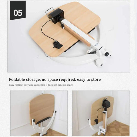 Mobile Height Adjustable Standing Desk With Sturdy Silent Rolling Casters And Flexible Tray Surface folded for easy storage.