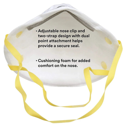 Inside view of Small N95 Particulate Respirator Mask With Adjustable Nose Clip And Two Strap Design, Electrostatic Media, Nose Foam.
