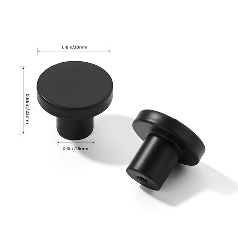 Two Matte Black Round Cabinet Knobs Ten Pack One And One Fifth Inch Lead Free Safe Drawer Pulls For Kitchen Cabinets Dresser Closet Doors