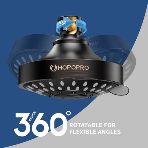 Five Mode High Pressure Shower Head With High Flow 4 Inch Oil Rubbed Bronze Finish showing 360 rotatable feature