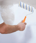 Set Of 3 Pro Grade Paint Rollers For Walls And House Painting with smooth even coverage applied on a wall.