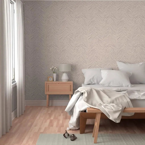Abstract Animal Design Pvc Free Type Ii Commercial Wallpaper Featuring Matte Linen Texture Easy Paste To Paper Install in a bedroom.
