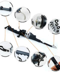 Close-up details of Pocket Size Baitcasting Rod Kit with Telescopic Rod and Included Reel and Line, fishing gear components