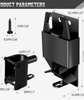 Hella Tough Double Action Barn Gate Latch Kit With Built In Padlock Eye For Round Pipe Metal Fencing Plus Complete Mounting Hardware In Corrosion Resistant Black Zinc Coating with dimensions displayed.