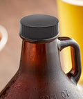 Brown jug with 12 Pack 38mm Growler Caps With Durable Poly Seal Lids For Half Gallon And One Gallon Glass Jugs Replacement Tops