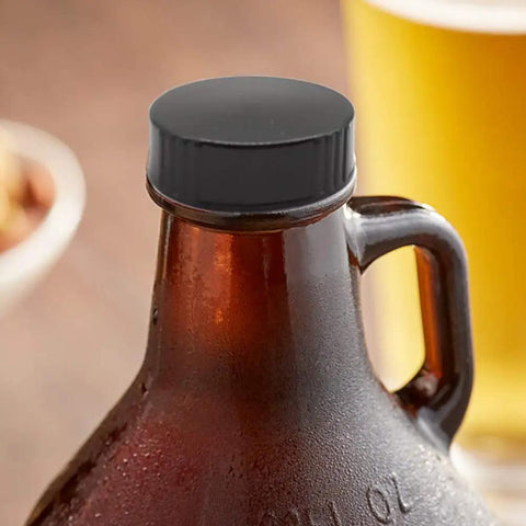 Brown jug with 12 Pack 38mm Growler Caps With Durable Poly Seal Lids For Half Gallon And One Gallon Glass Jugs Replacement Tops