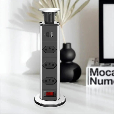 Pop Up Desk Organizer Power Strip With Usb Type C Charging And Multiple Sockets, Hidden Socket Design Keeps Your Battlestation Sleek And Tidy.