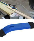 Pro Grade Aluminum T Track Clamp Kit With Soft Plastic Pads for woodworking projects, shown on workbench cutting wood