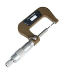 Compact 0 To 25 Mm Mechanical Outer Diameter Micrometer with slender anvil for precise measurements on spline shafts.