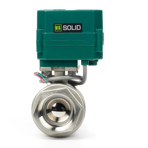 1-1/2 Inch Motorized Ball Valve With Full Port 304 Stainless Steel NSF Certified For Drinking Water Use Built To Last Workhorse 9-24V AC DC 2 Wire Auto Return Normally Closed